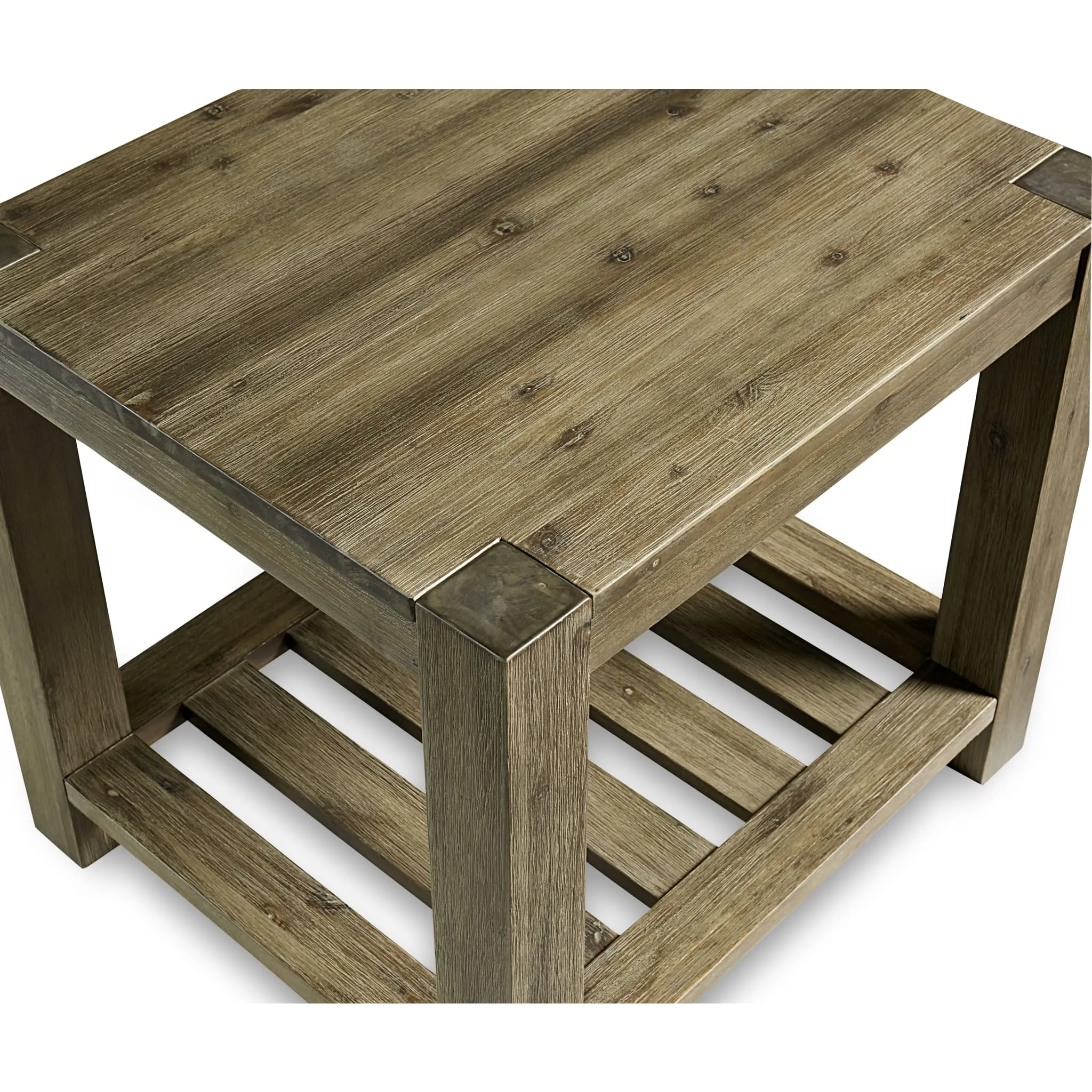 Canyon Solid Wood Rectangular End Table in Washed Grey Modus