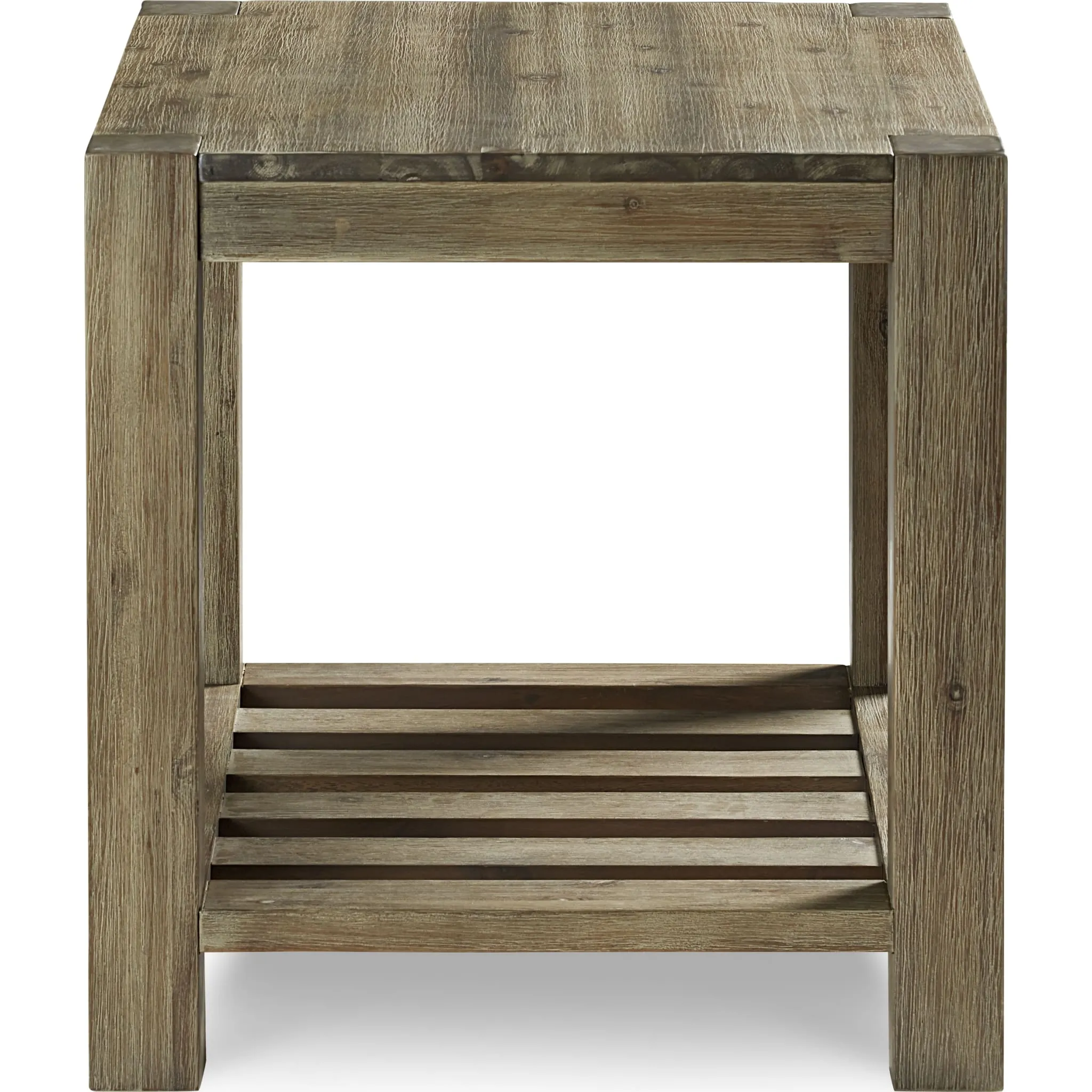 Canyon Solid Wood Rectangular End Table in Washed Grey Modus