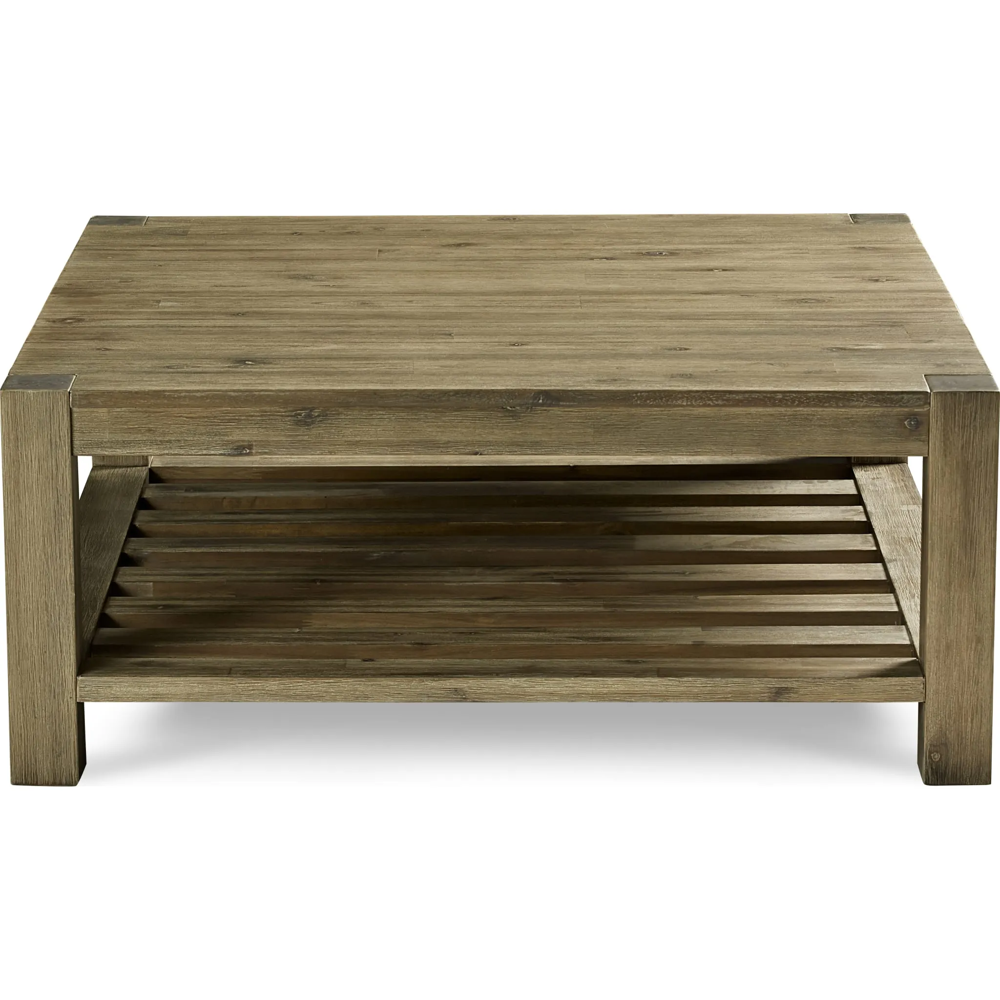 Canyon Solid Wood Square Coffee Table in Washed Grey Modus