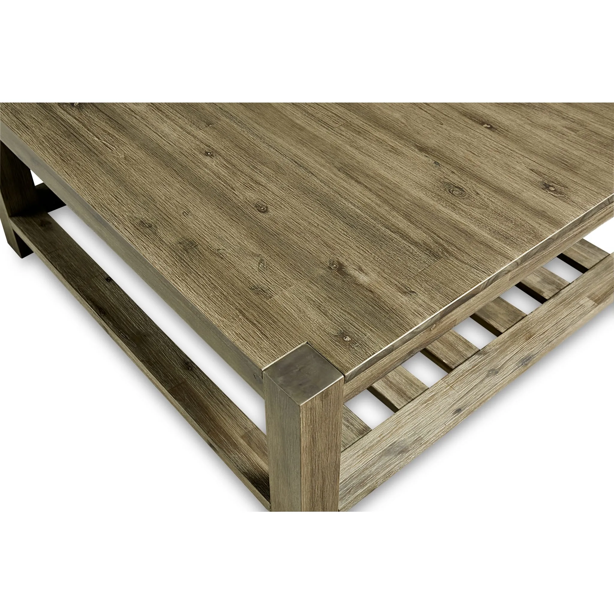 Canyon Solid Wood Square Coffee Table in Washed Grey Modus