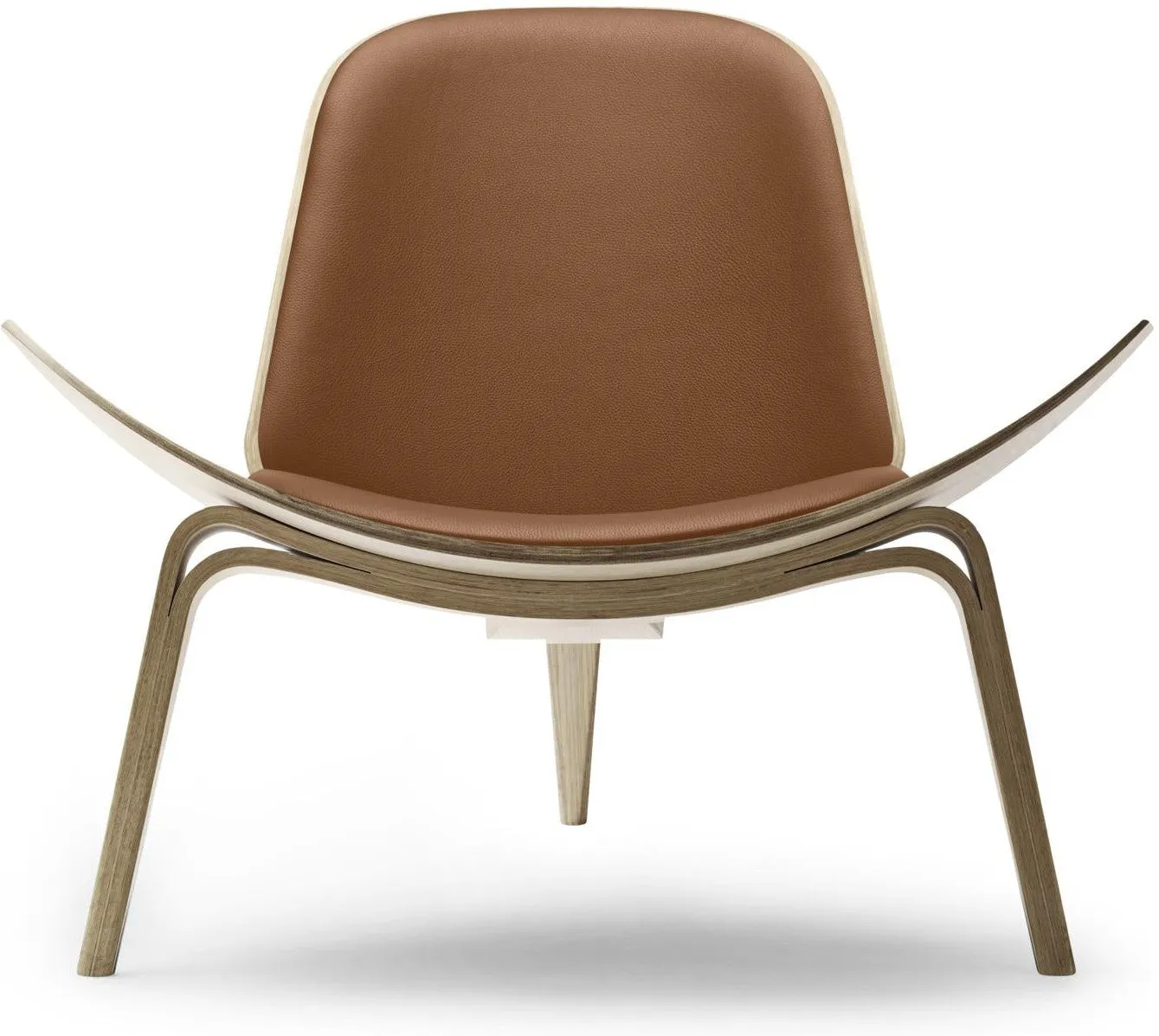 Carl Hansen Ch07 Shell Chair, White Oiled Oak/Brown Leather Thor 307