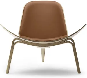 Carl Hansen Ch07 Shell Chair, White Oiled Oak/Brown Leather Thor 307