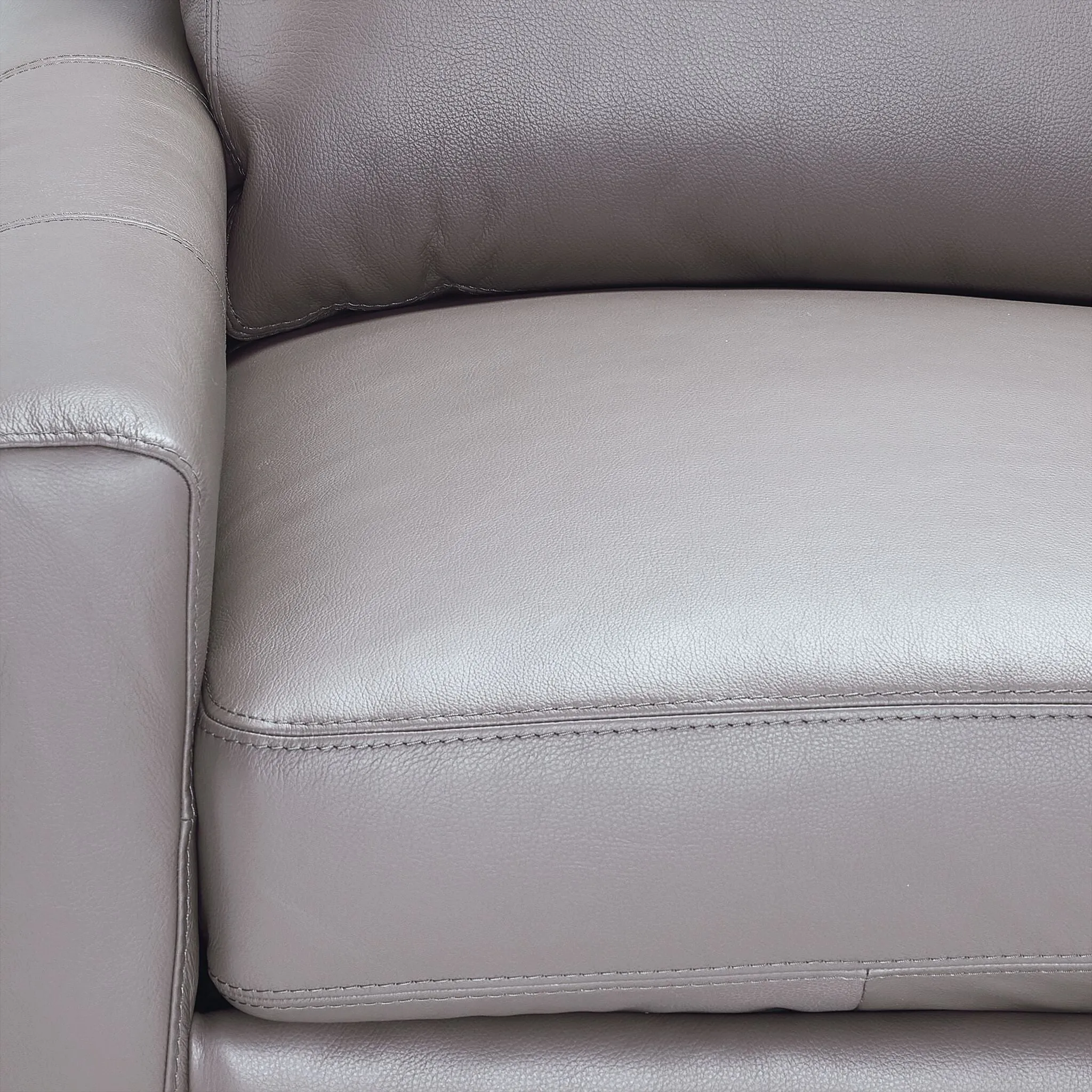 Chito Leather Sofa and Loveseat Set - Cloud Grey