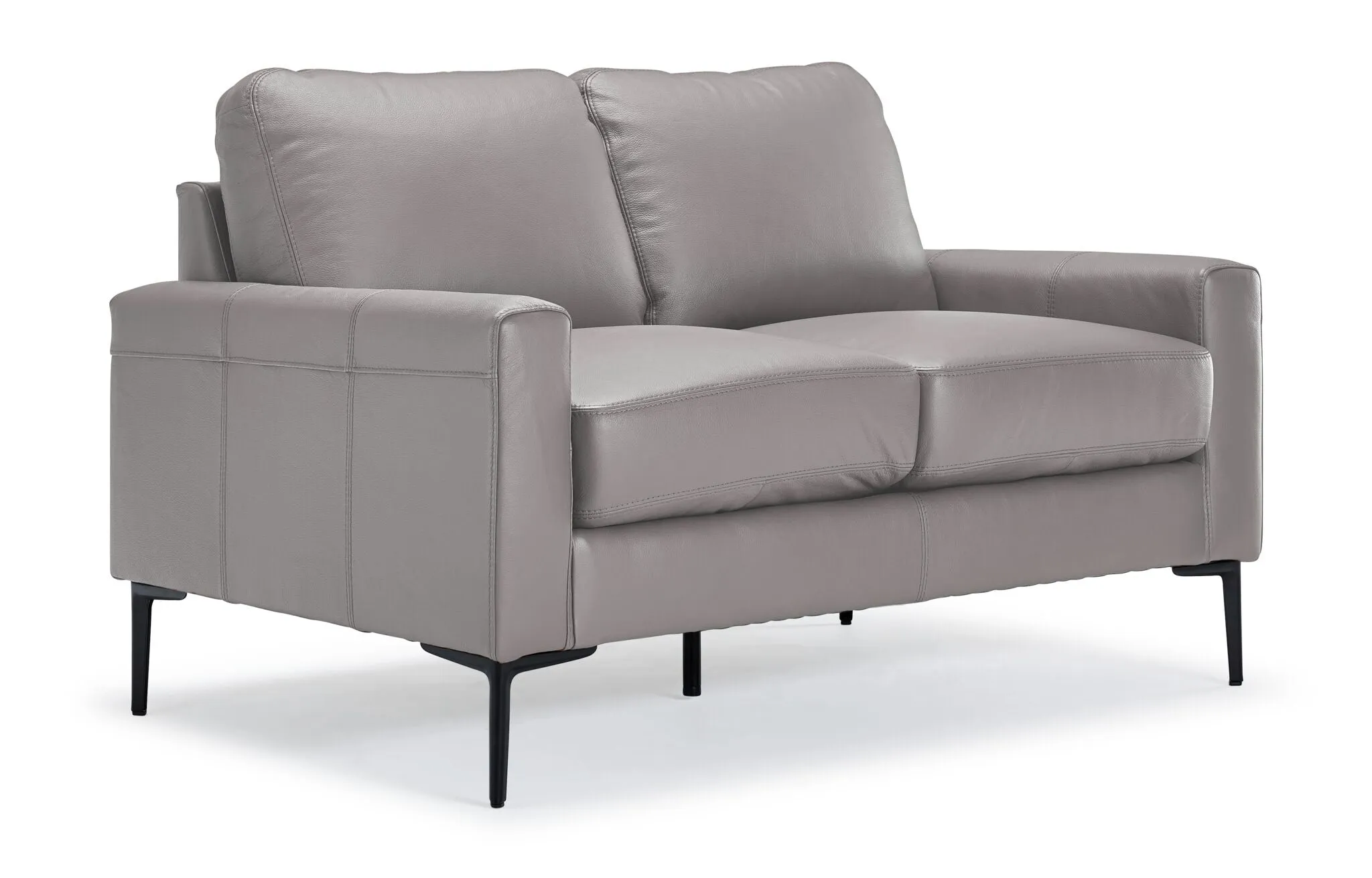 Chito Leather Sofa and Loveseat Set - Cloud Grey