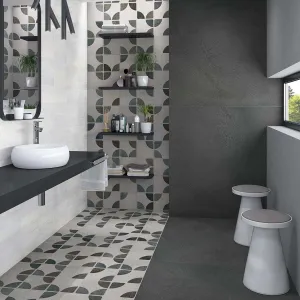 Cliff-R Dark Stone Effect Porcelain Tile 79x79cm Polished