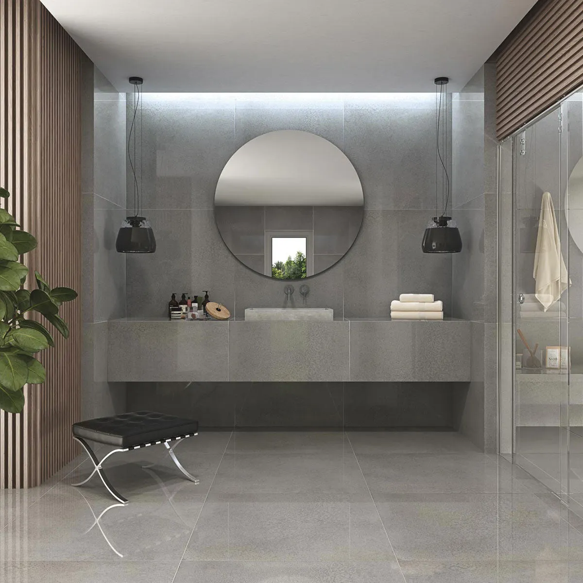 Cliff-R Greige Stone Effect Porcelain Tile 80x80cm Matt