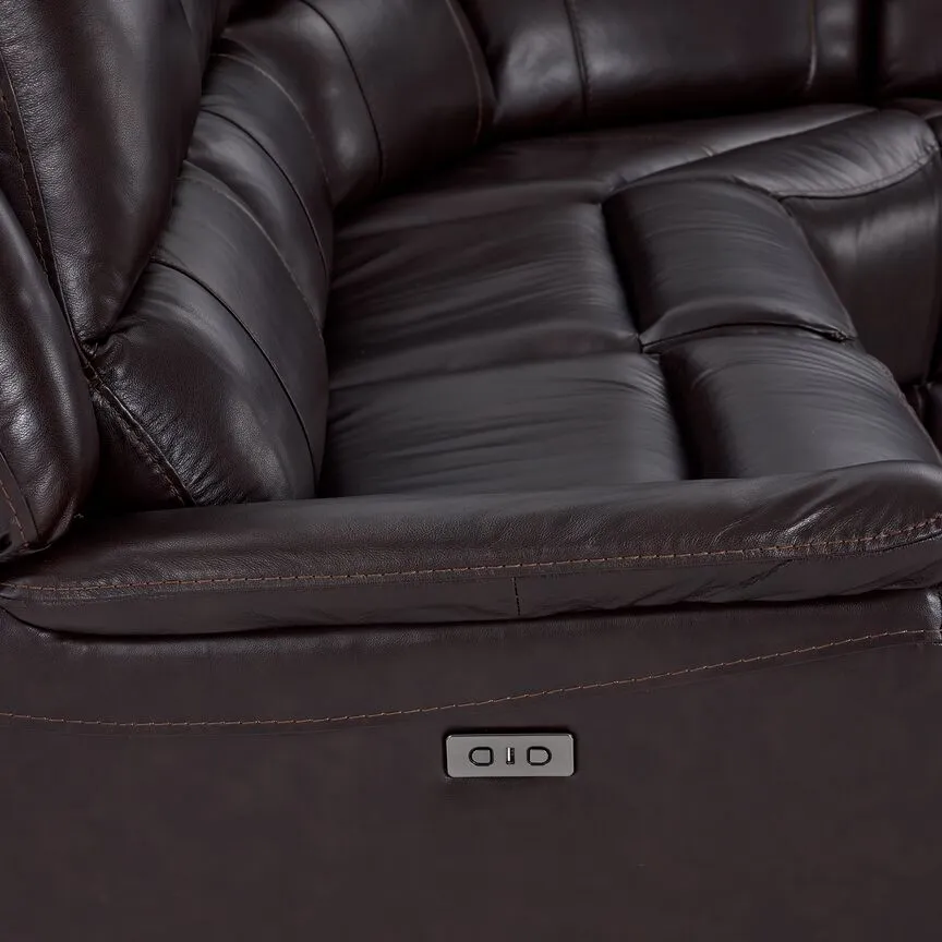 Cordova Leather 6-Piece Power Reclining Sectional - Dark Brown