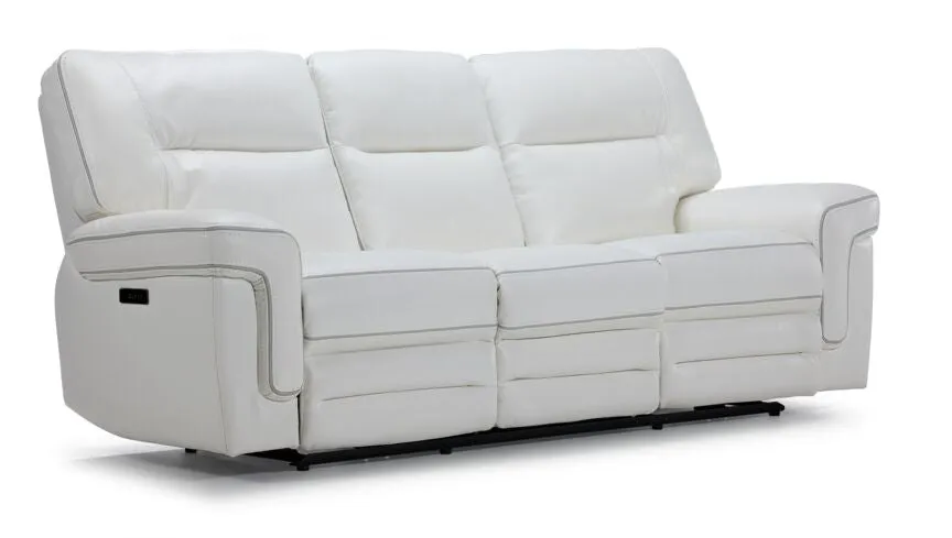 Cosmic Dual Power Reclining Sofa and Loveseat Set - White