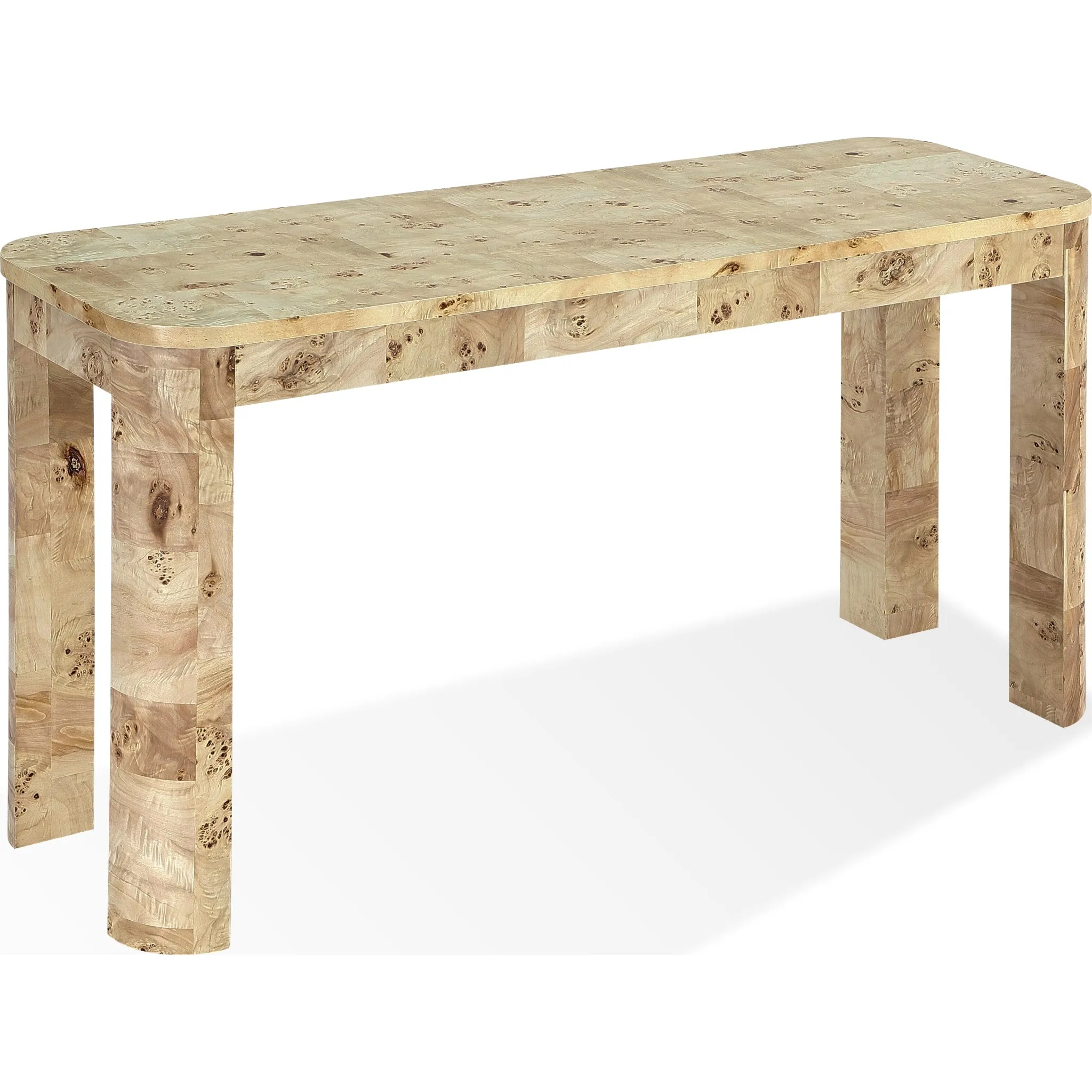 Cosmo Mappa Burl Console Table in Amber Kiss Modus