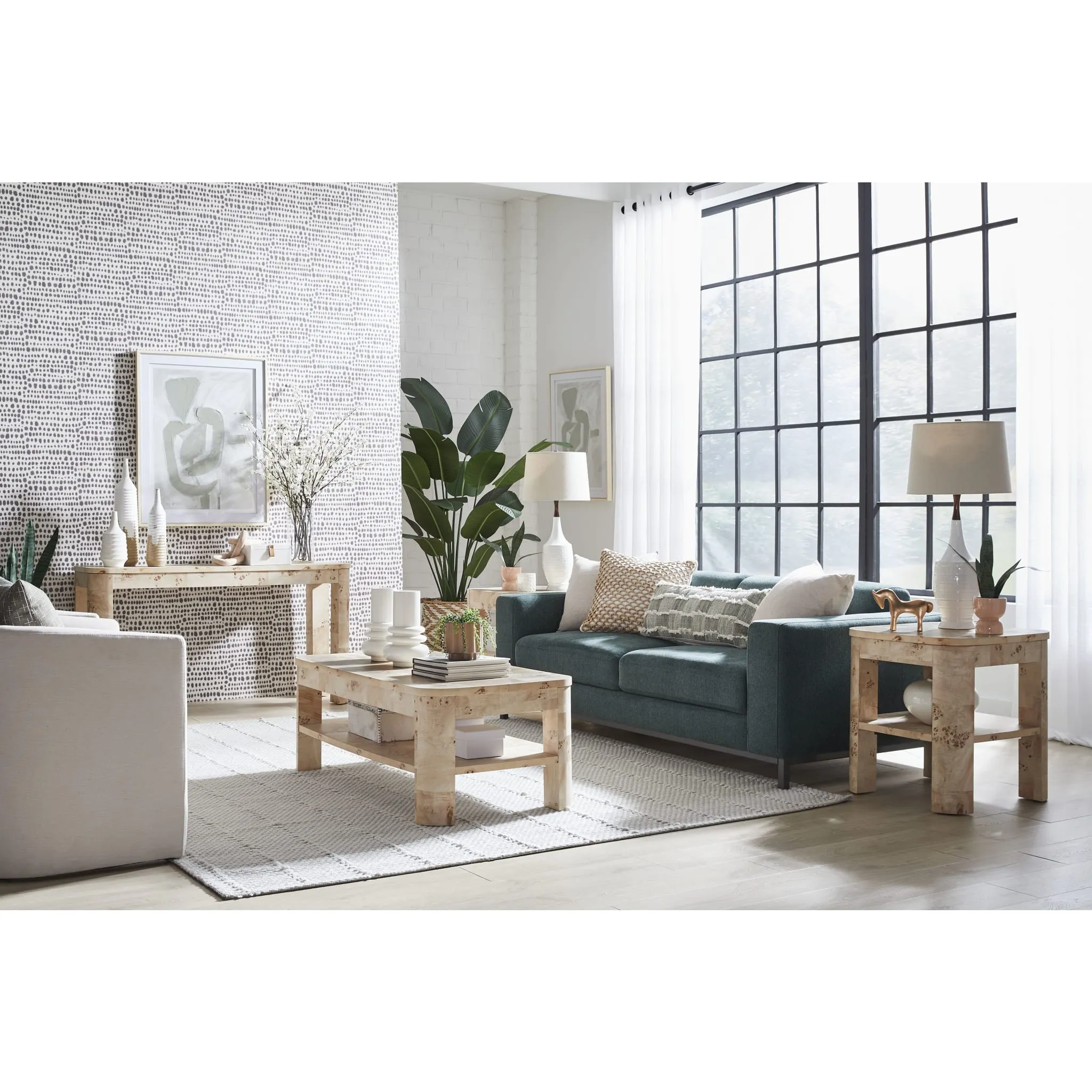 Cosmo Mappa Burl End Table in Amber Kiss Modus