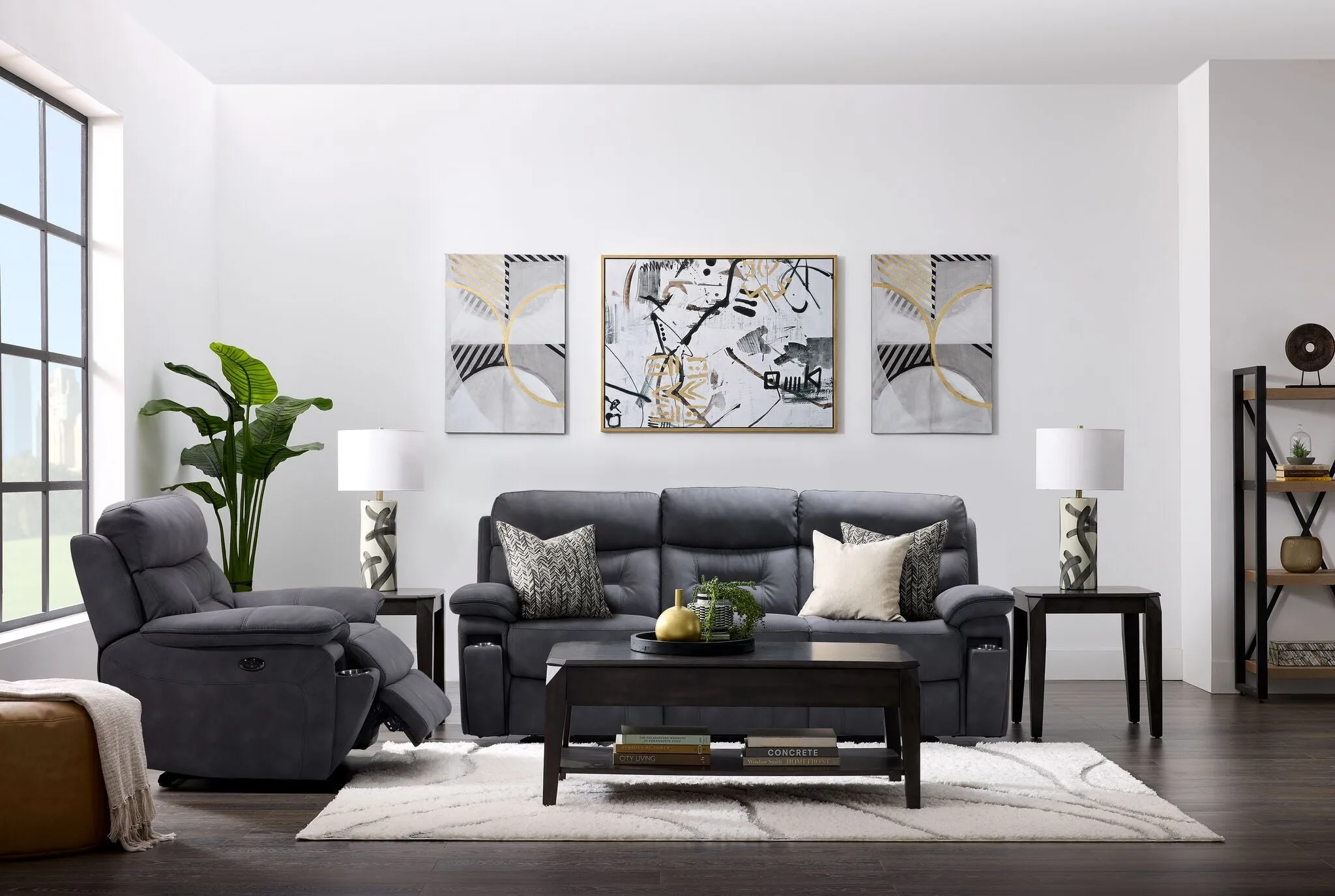 Dawson Power Reclining Sofa and Chair Set - Graphite