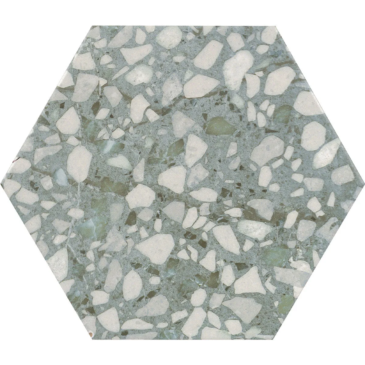 Deluxe Terrazzo Sage Hexagonal Porcelain Tile 23x27cm Matt