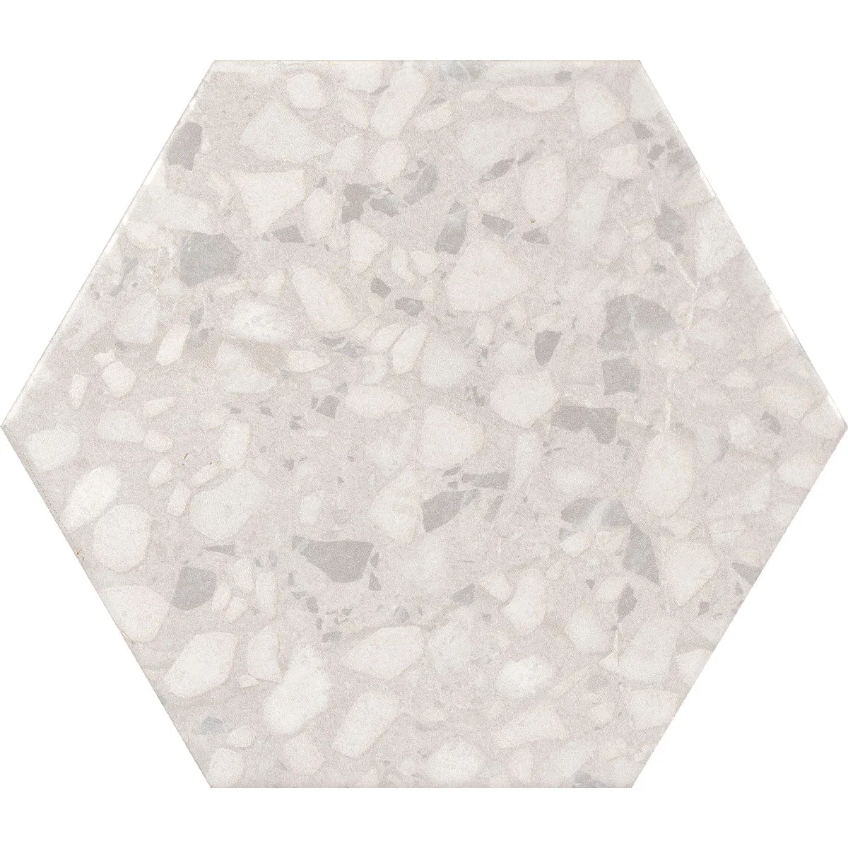 Deluxe Terrazzo Talc Hexagonal Porcelain Tile 23x27cm Matt