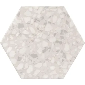 Deluxe Terrazzo Talc Hexagonal Porcelain Tile 23x27cm Matt