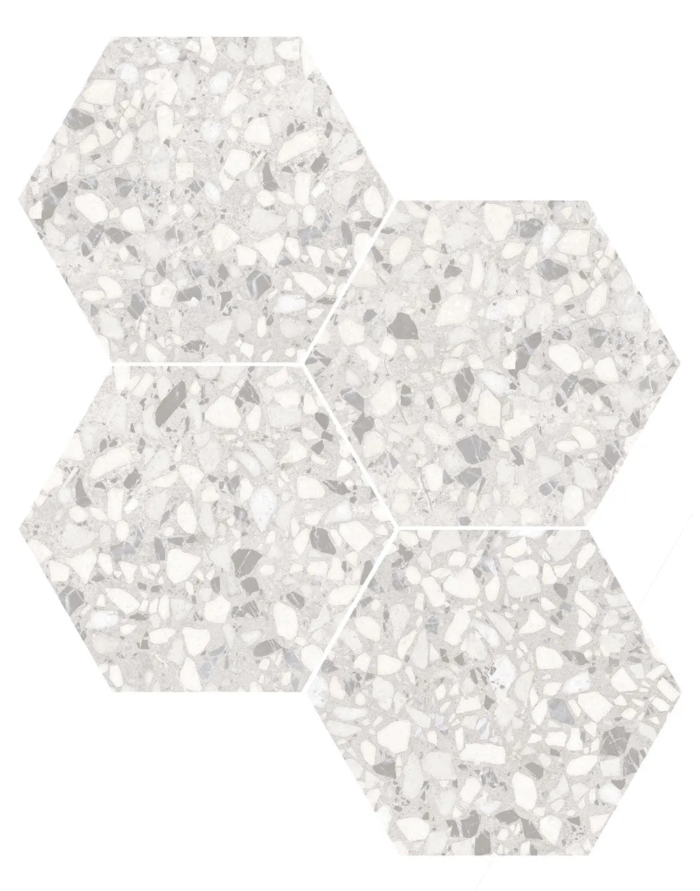 Deluxe Terrazzo Talc Hexagonal Porcelain Tile 23x27cm Matt