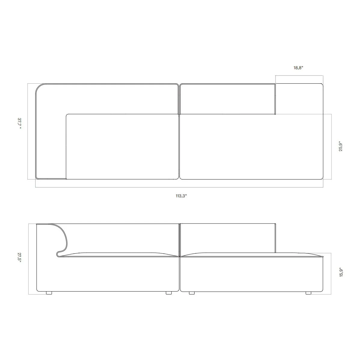 Eave Modular Open Sofa