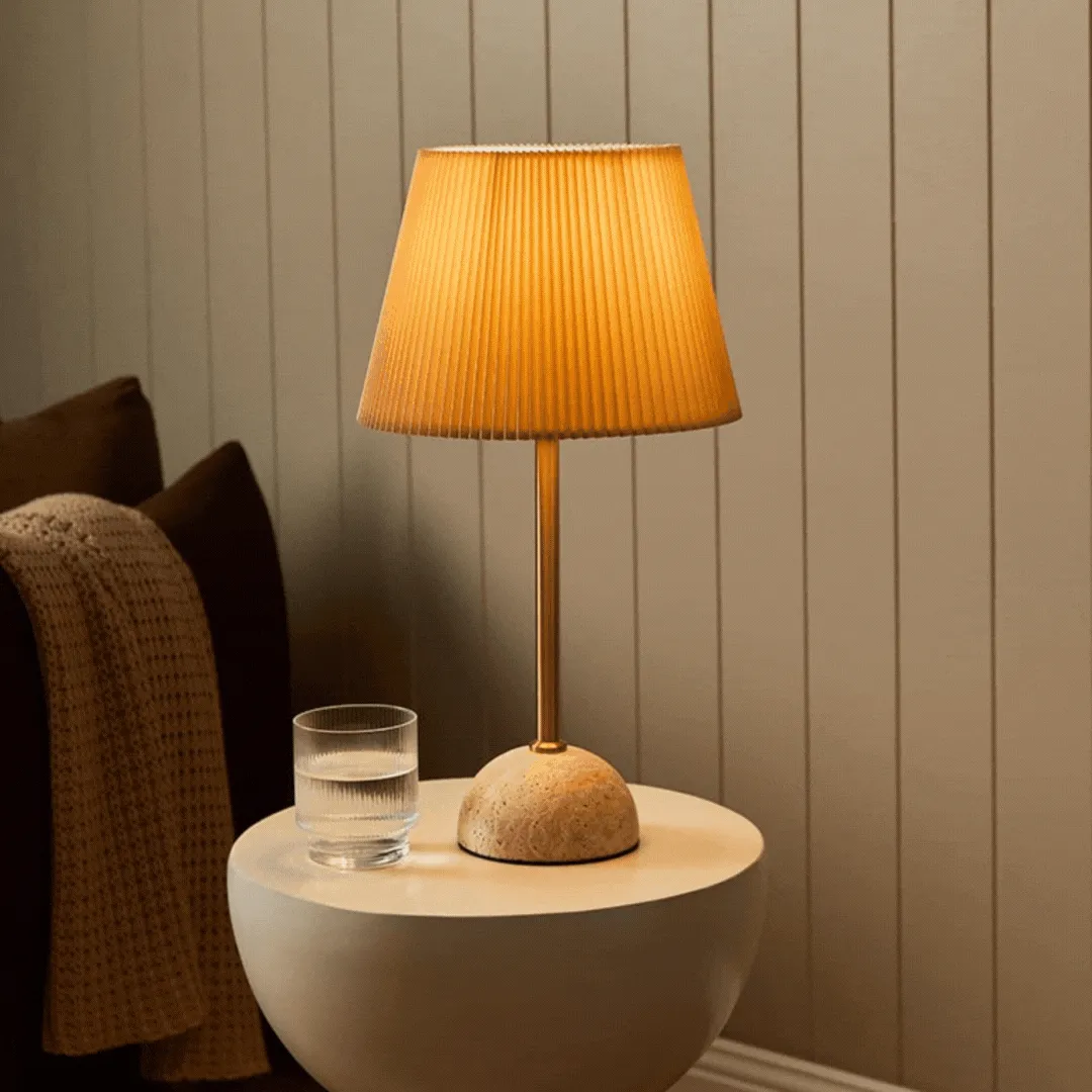Elin Travertine Base Table Lamp Mocka
