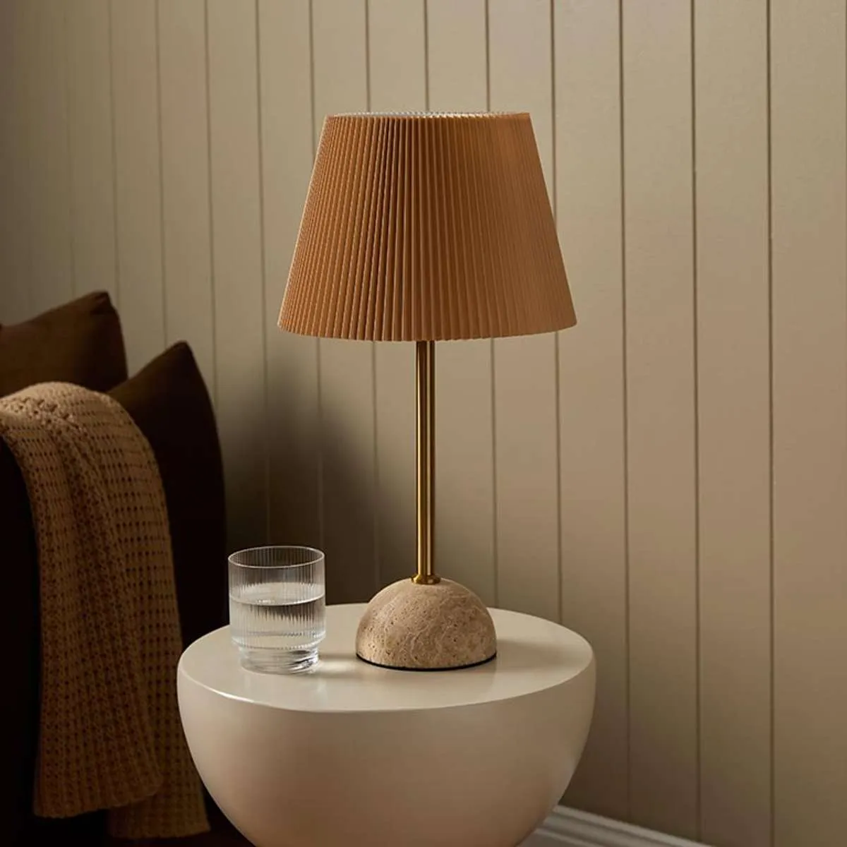 Elin Travertine Base Table Lamp Mocka