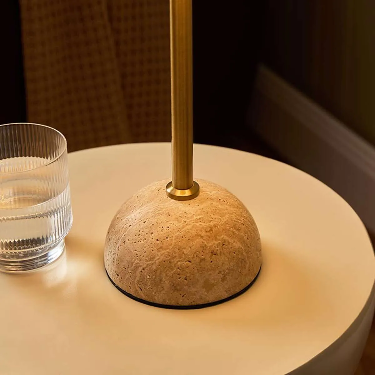 Elin Travertine Base Table Lamp Mocka
