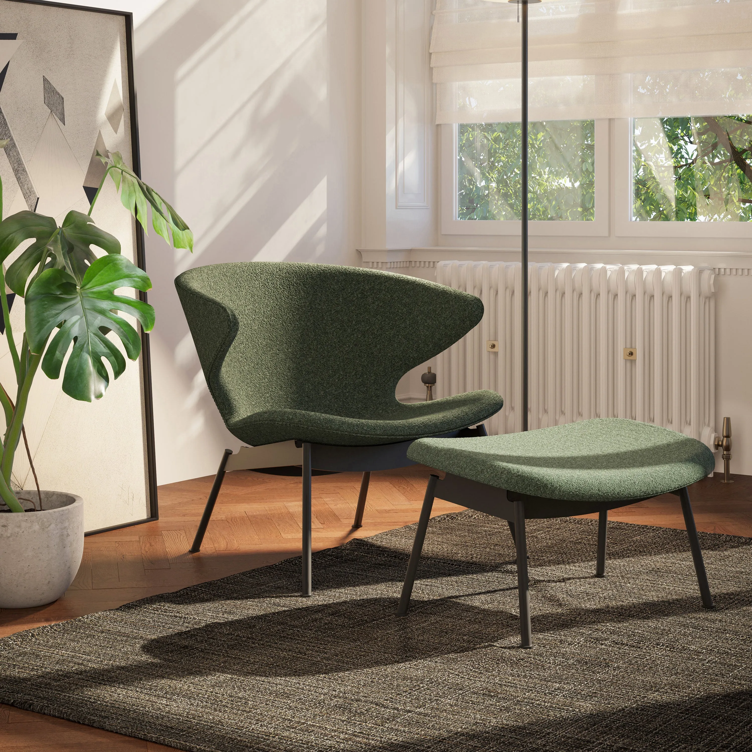 Ella Ottoman with Tubular Legs