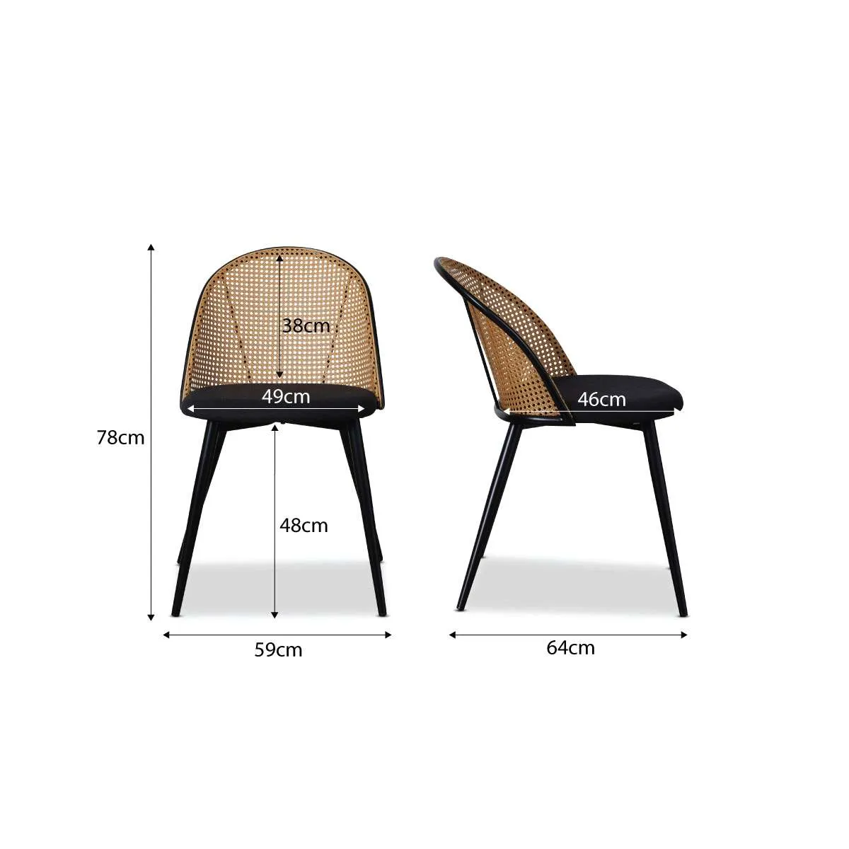 Eve Black Table Bench Seat and Avila Six Piece Dining Set Mocka