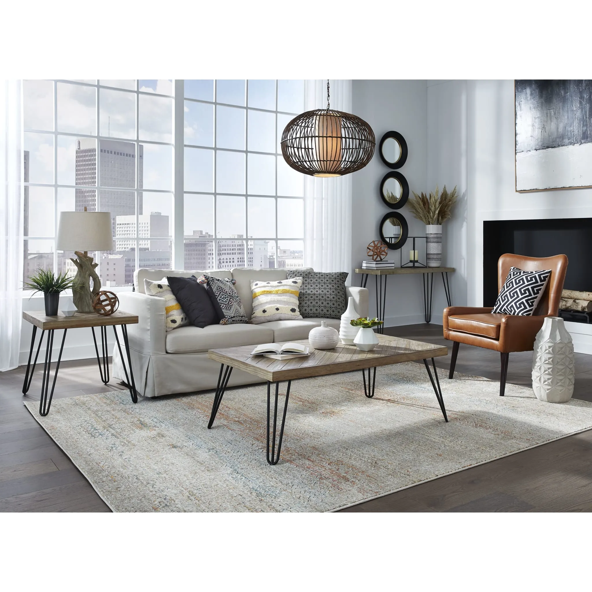 Everson Solid Fir Coffee Table in Sand Dollar Modus