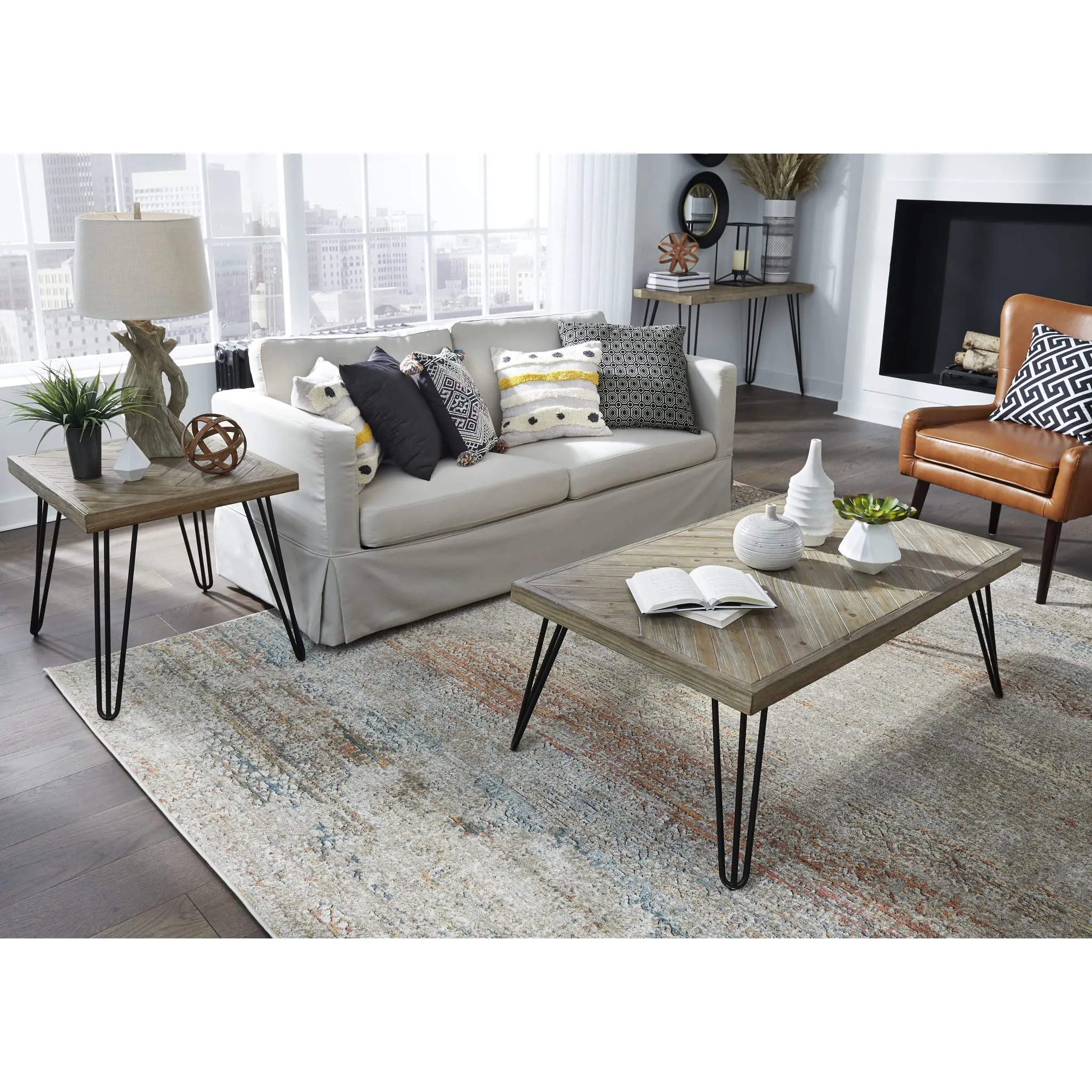 Everson Solid Fir Coffee Table in Sand Dollar Modus