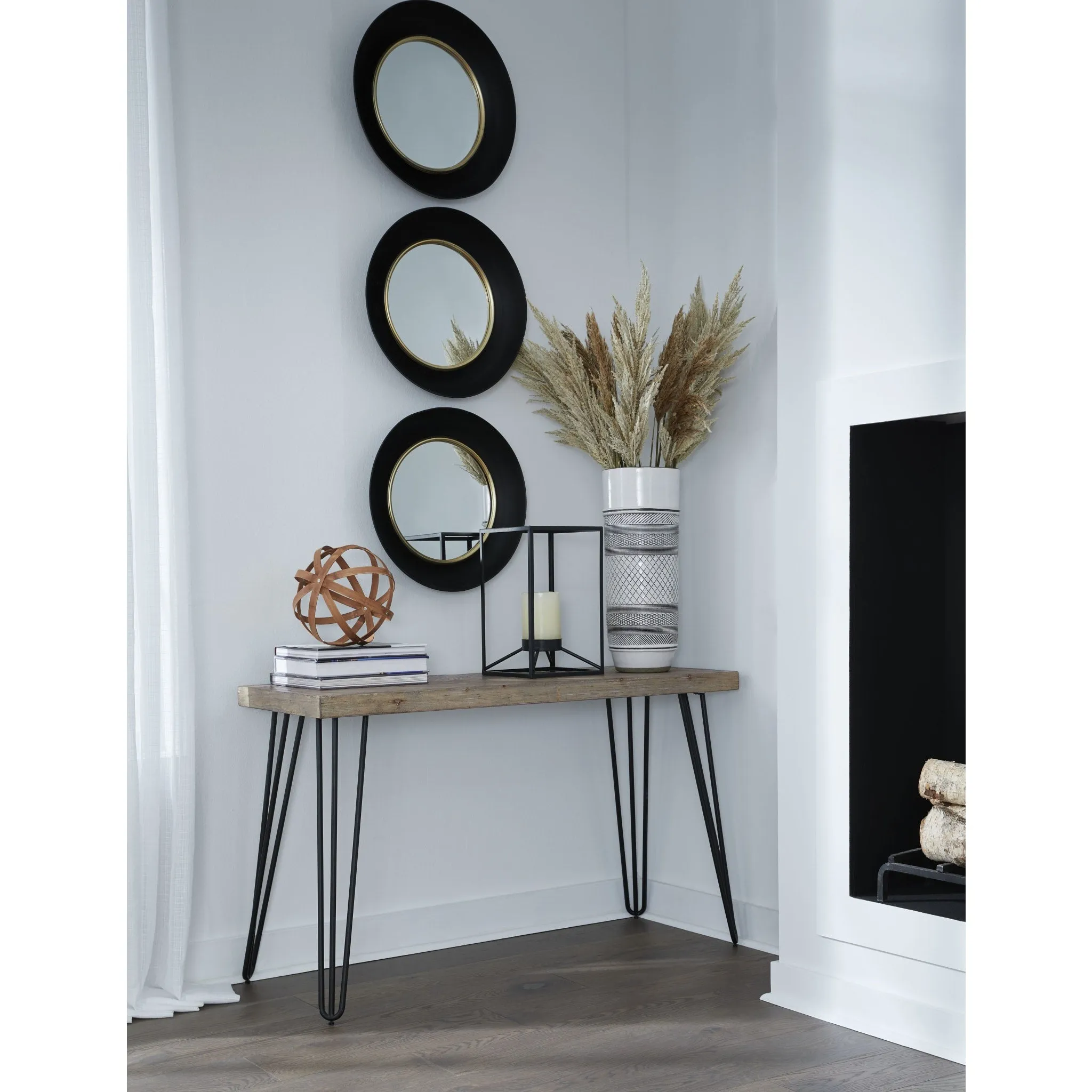 Everson Solid Fir Console Table in Sand Dollar Modus