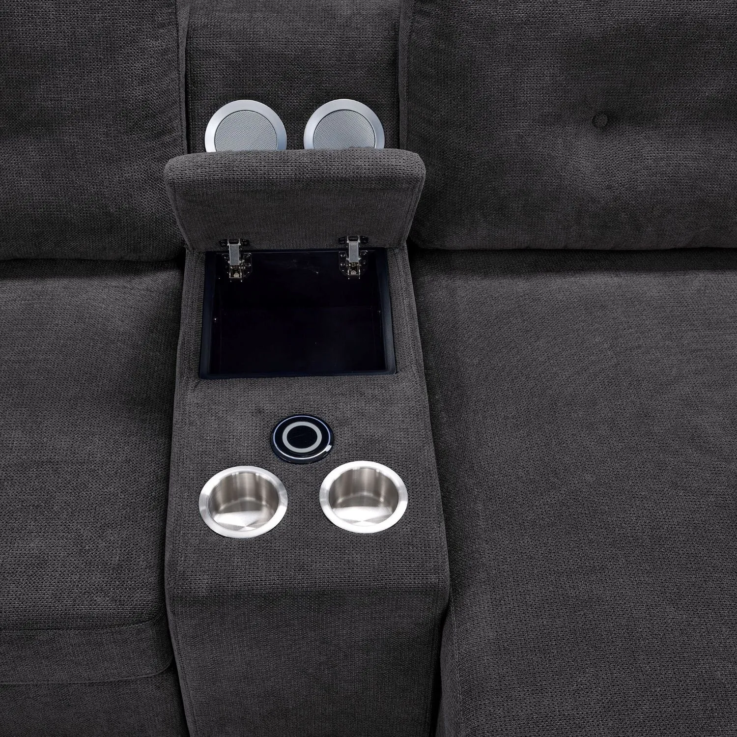 Feeling Connected - Connex 5-Piece Modular Sectional with Consoles - Dark Grey