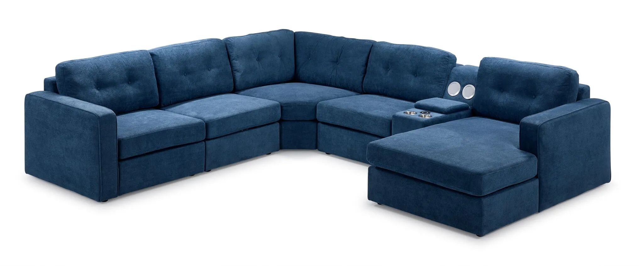 Feeling Connected - Connex 6-Piece Modular Sectional with Storage Console - Blue