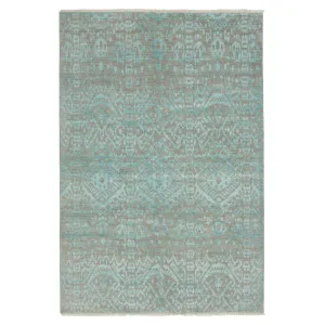 Green Modern Wool Rug - 6'1" x 8'10"