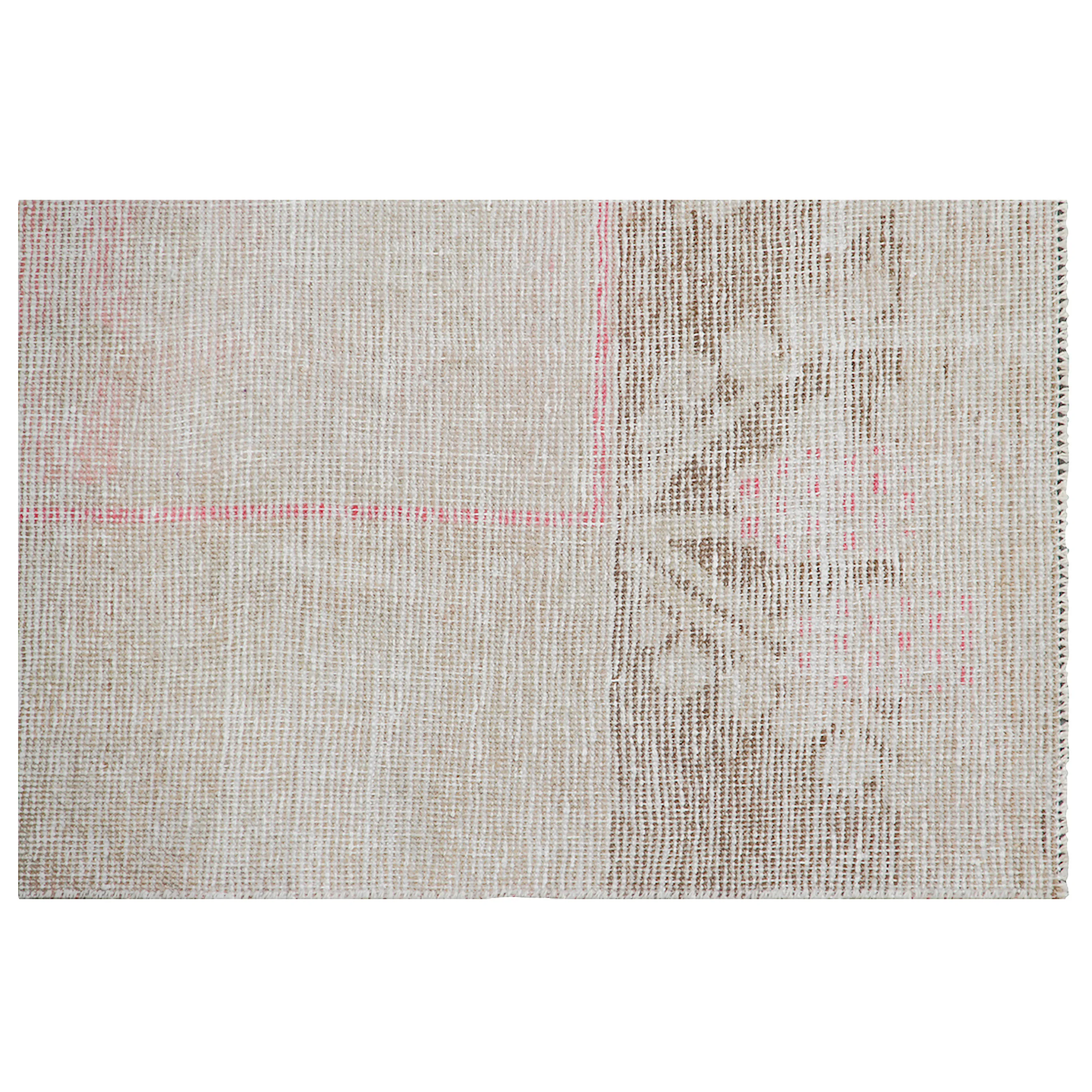 Grey & Pink Vintage Wool Cotton Blend Rug - 4'3" x 8'1"