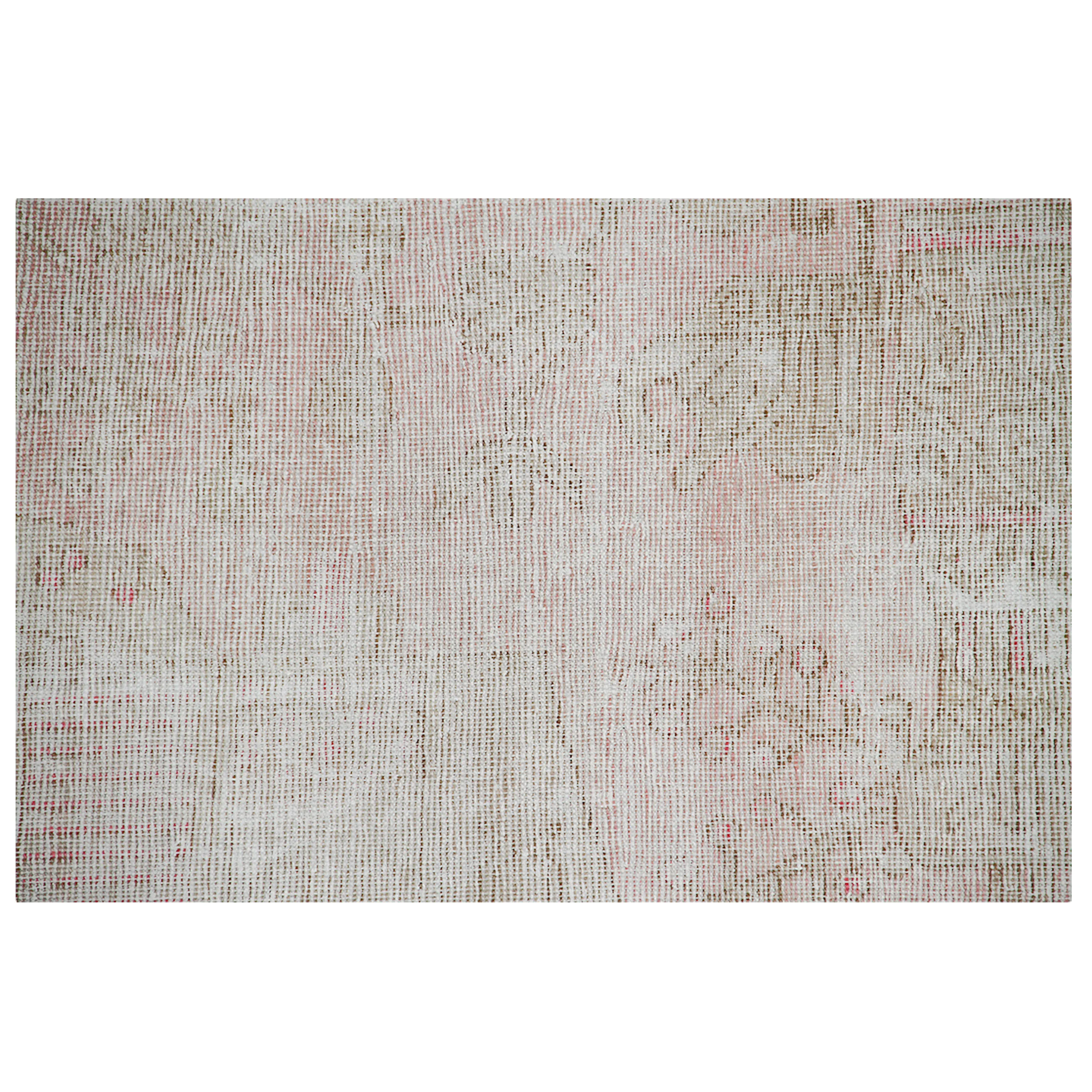 Grey & Pink Vintage Wool Cotton Blend Rug - 4'3" x 8'1"