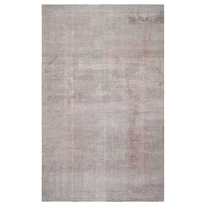 Grey & Pink Vintage Wool Cotton Blend Rug - 4'3" x 8'1"