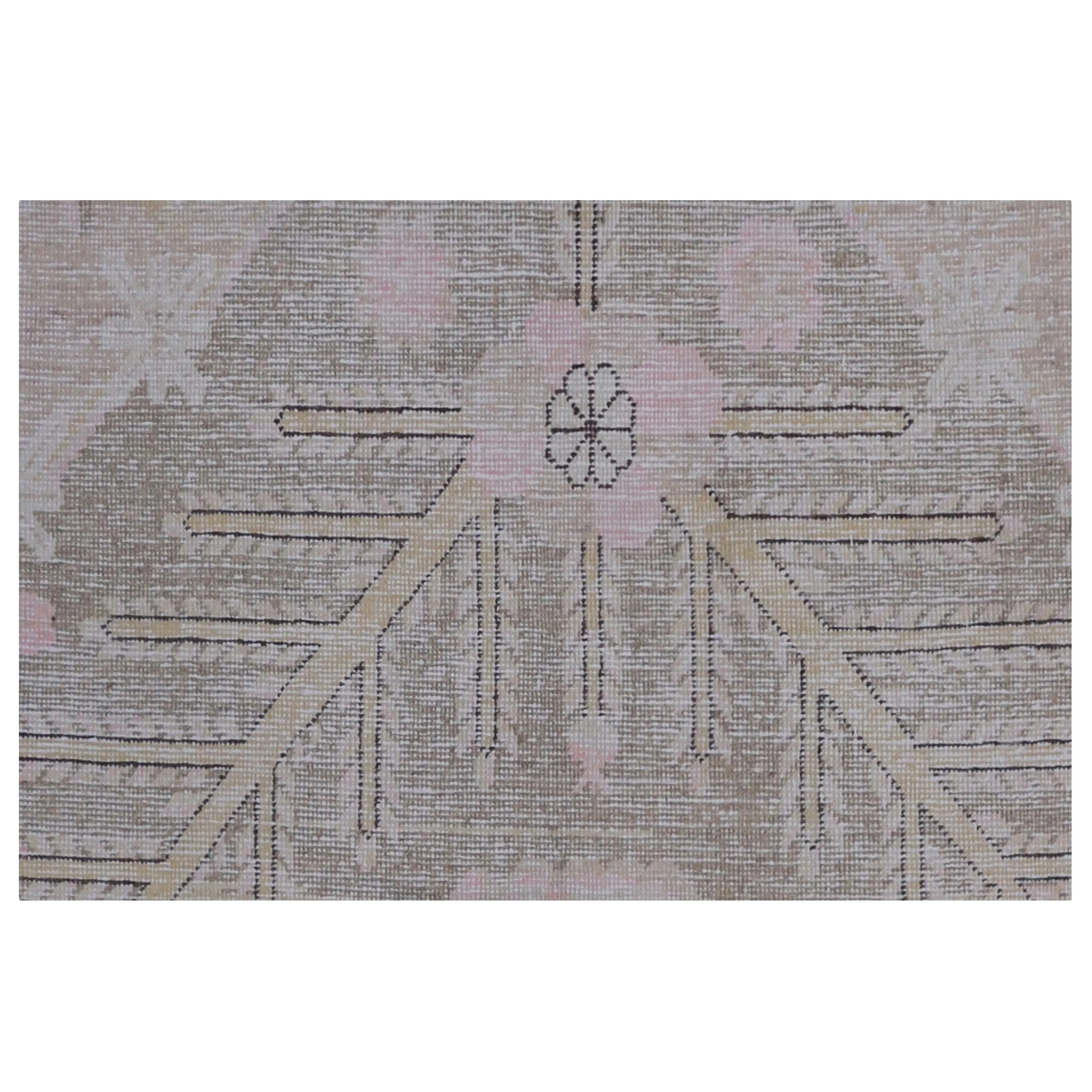 Grey & Pink Vintage Wool Cotton Blend Rug - 5'6" x 9'