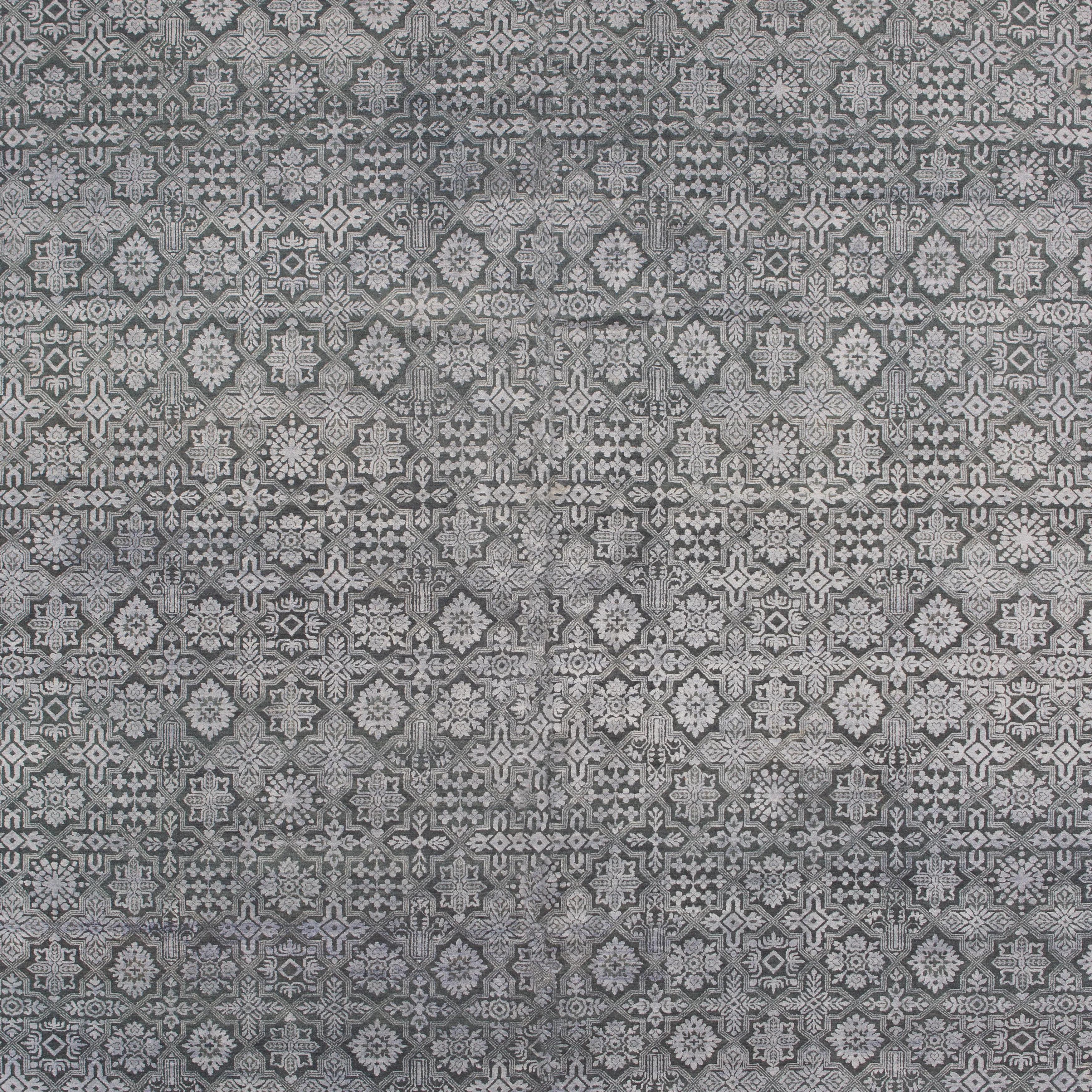 Grey Modern Wool Rug - 10'1" x 14'