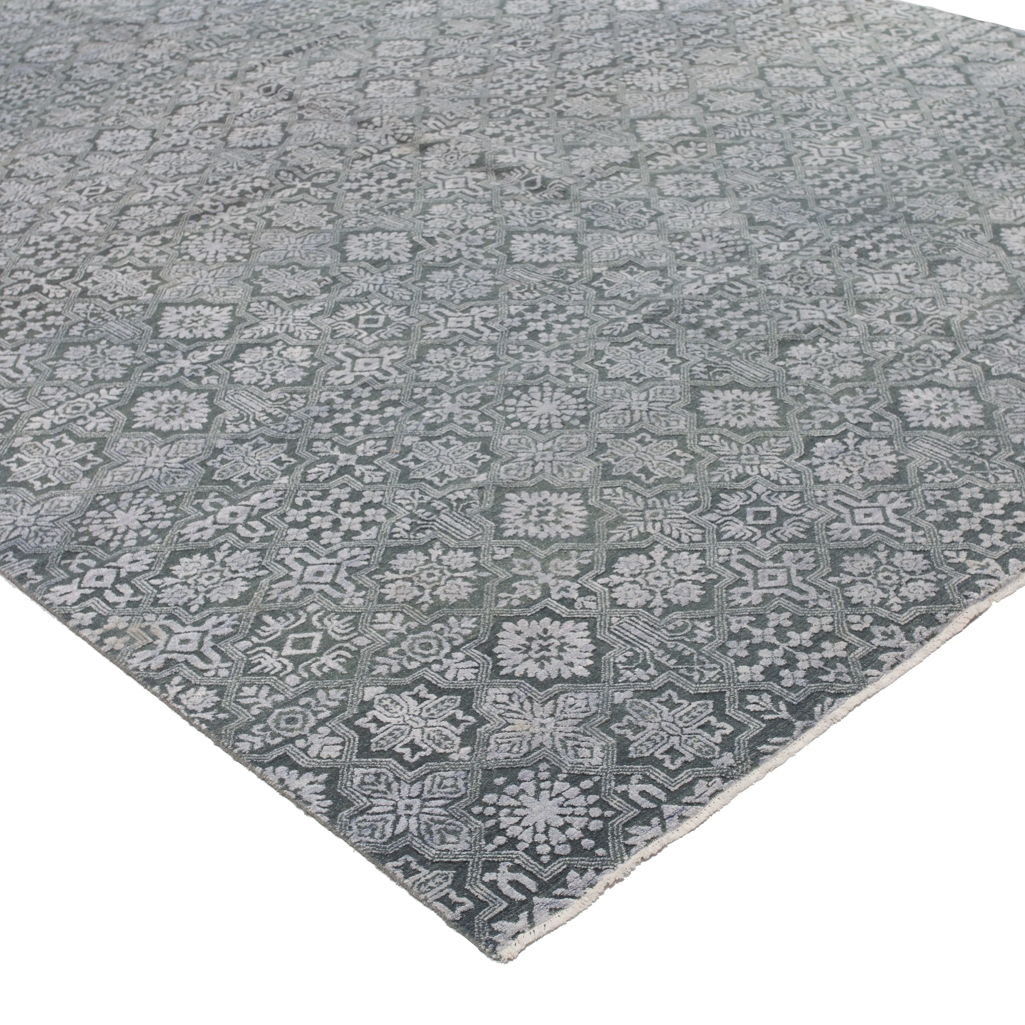 Grey Modern Wool Rug - 10'1" x 14'