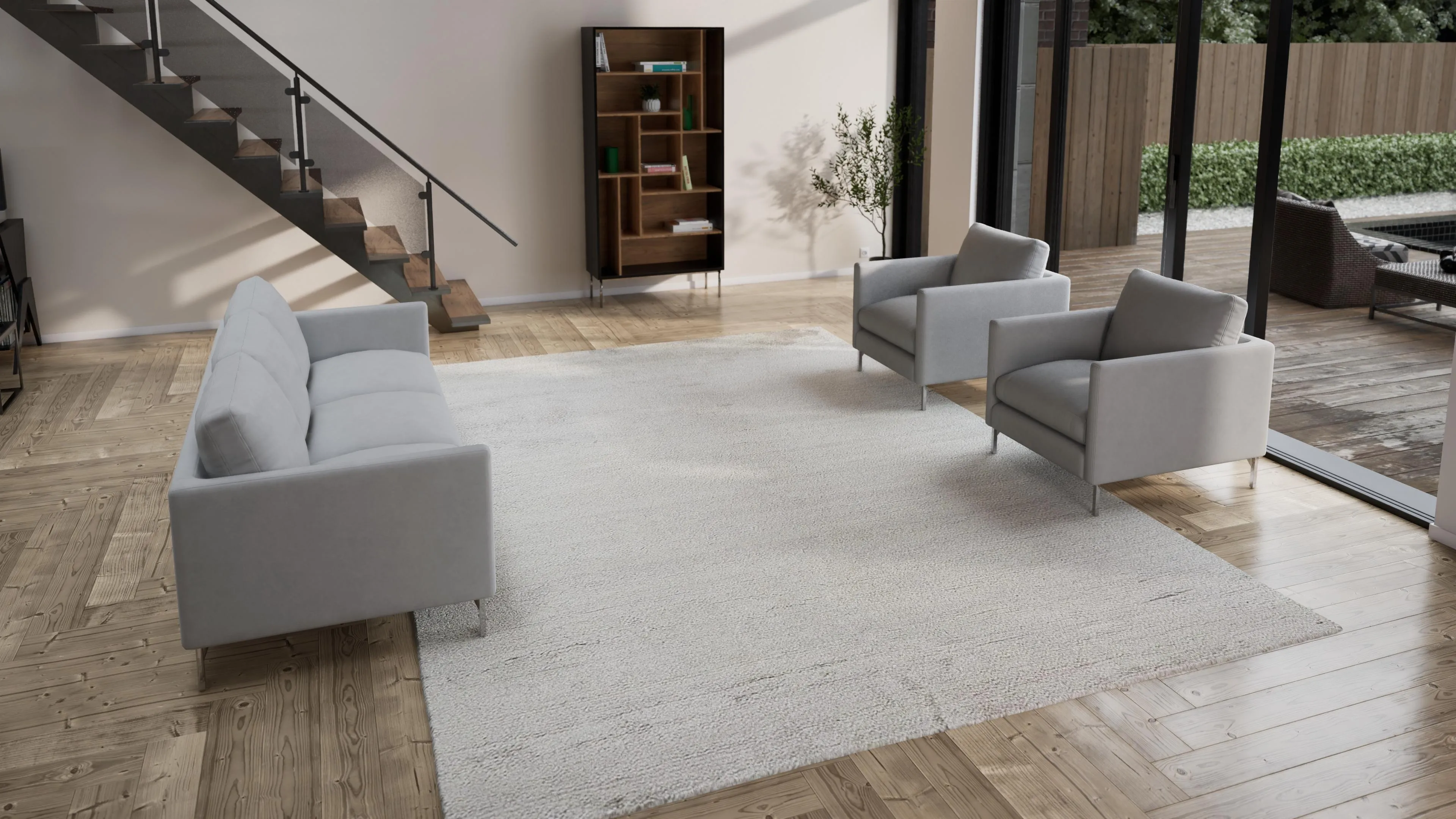 Grey Textured Cashmere & Wool Rug - 10' x 14'