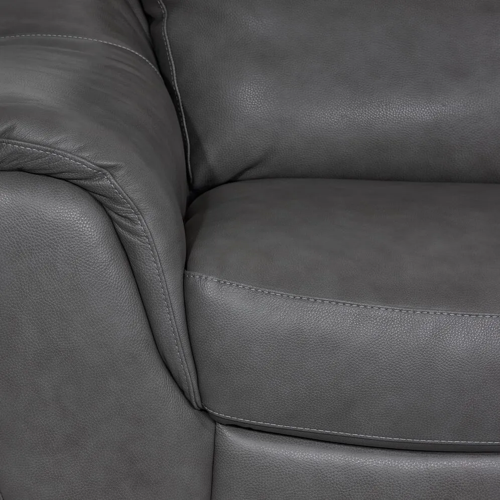 Harris Leather Sofa, Loveseat and Chair Set - Grey