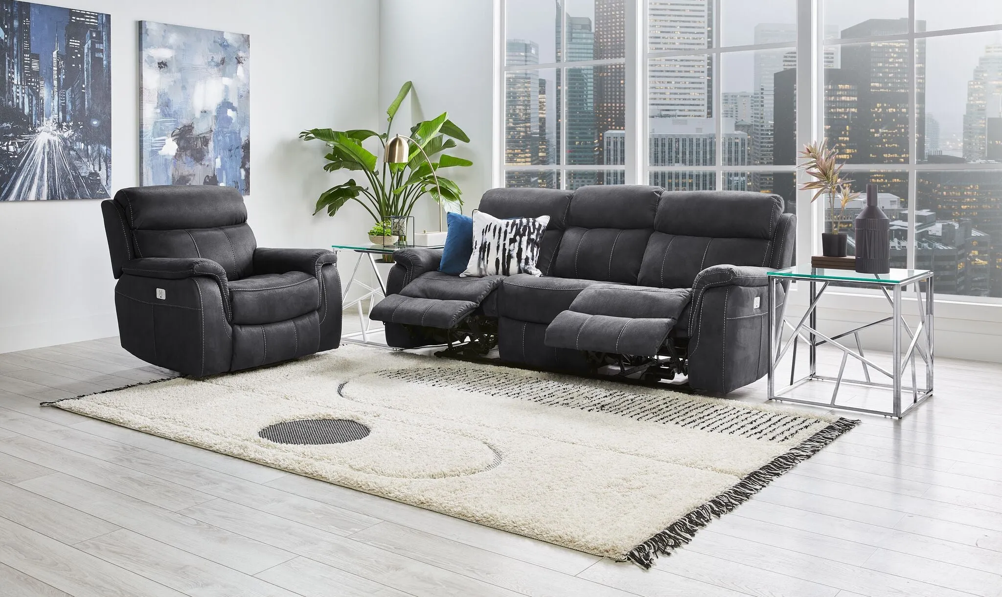 Haven Dual Power Reclining Sofa and Chair Set - Grey