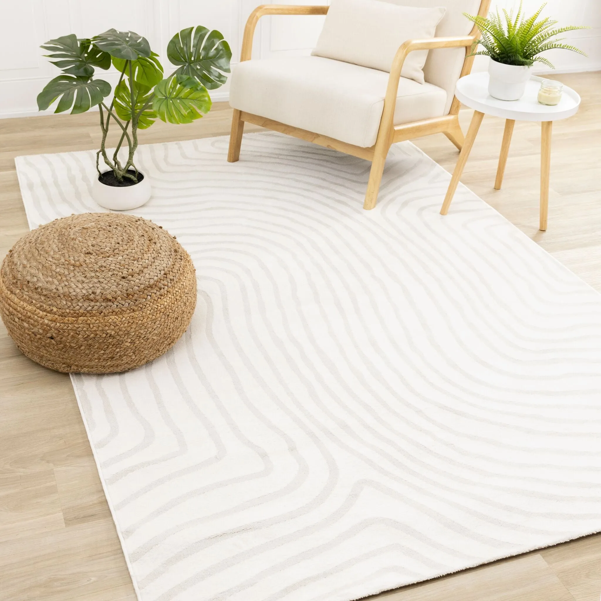 Hayden 5'3" x 7'7" Swirling Lines Area Rug - Grey