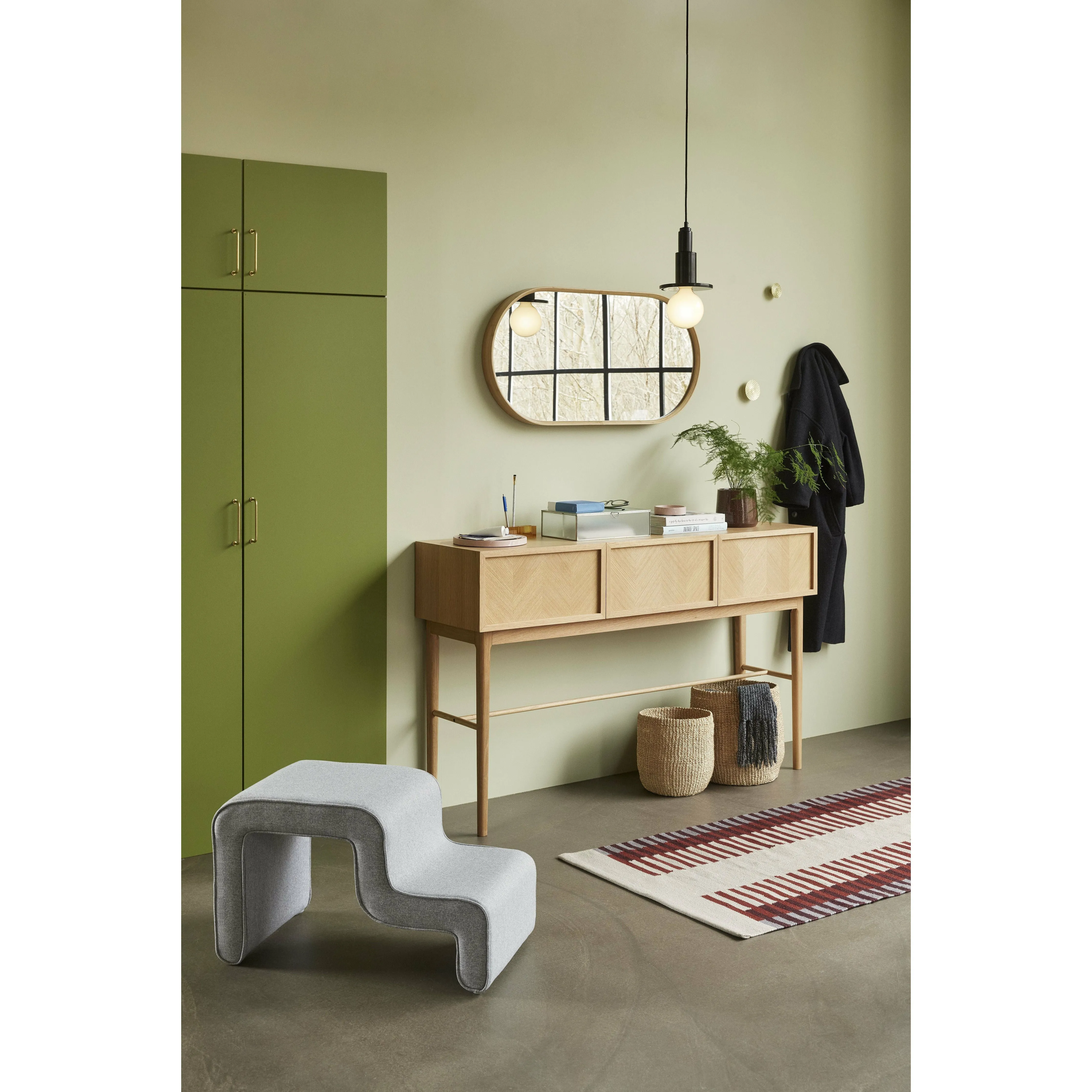 Hübsch Wave Pouf Polyester Grey