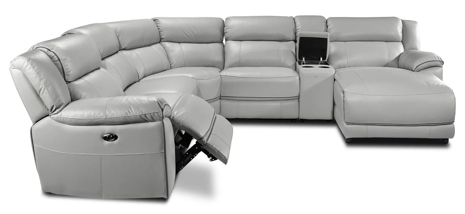 Holton Leather 6-Piece Sectional with Right-Facing Chaise - Grey