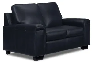 Icon Leather Loveseat - Navy