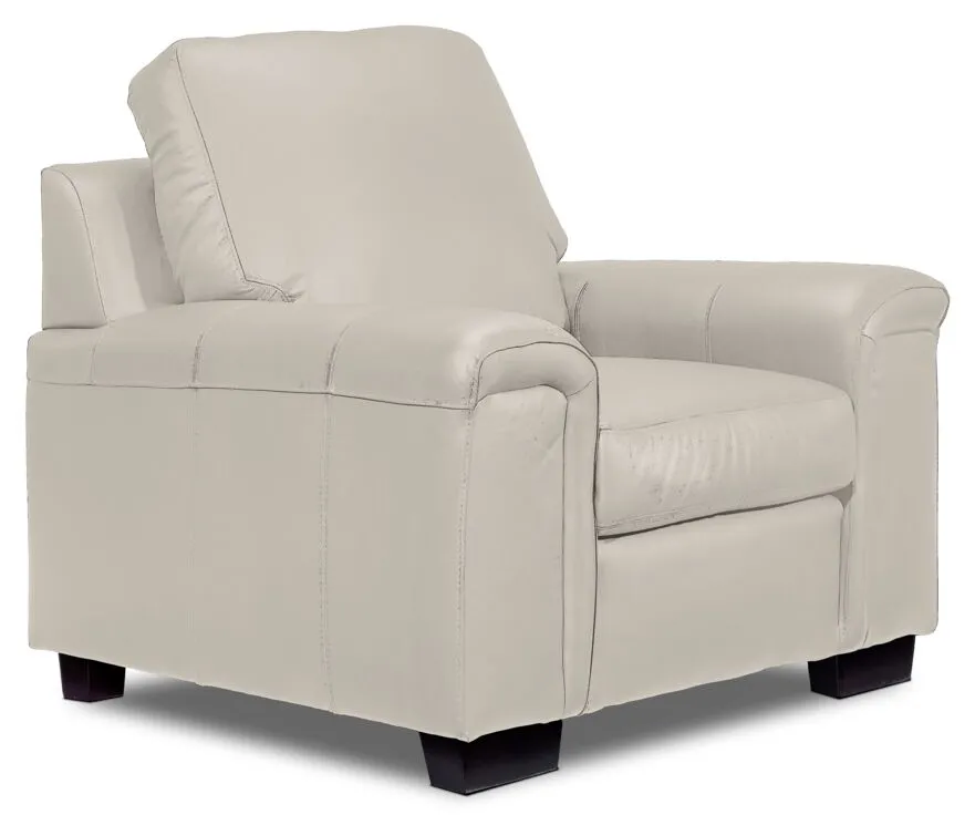 Icon Leather Sofa and Chair Set - Silver Grey