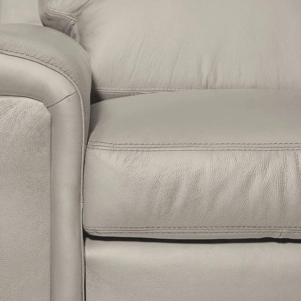 Icon Leather Sofa and Chair Set - Silver Grey