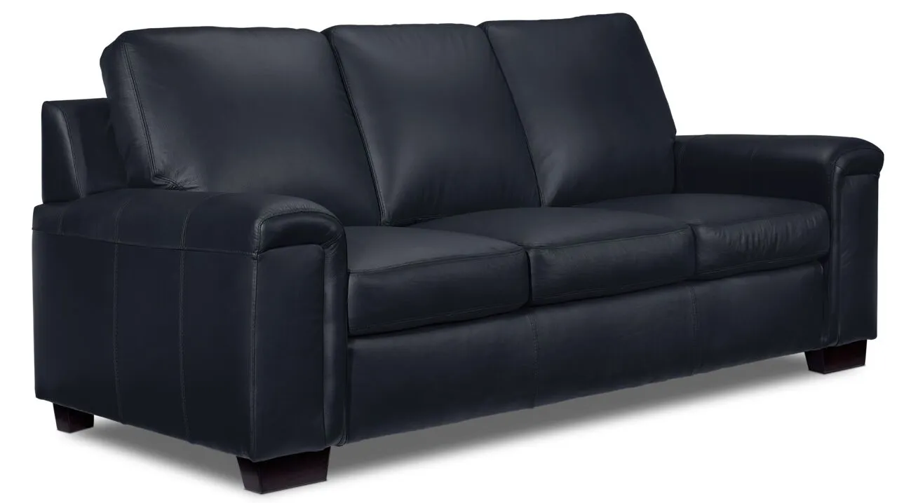 Icon Leather Sofa, Loveseat and Chair Set - Navy