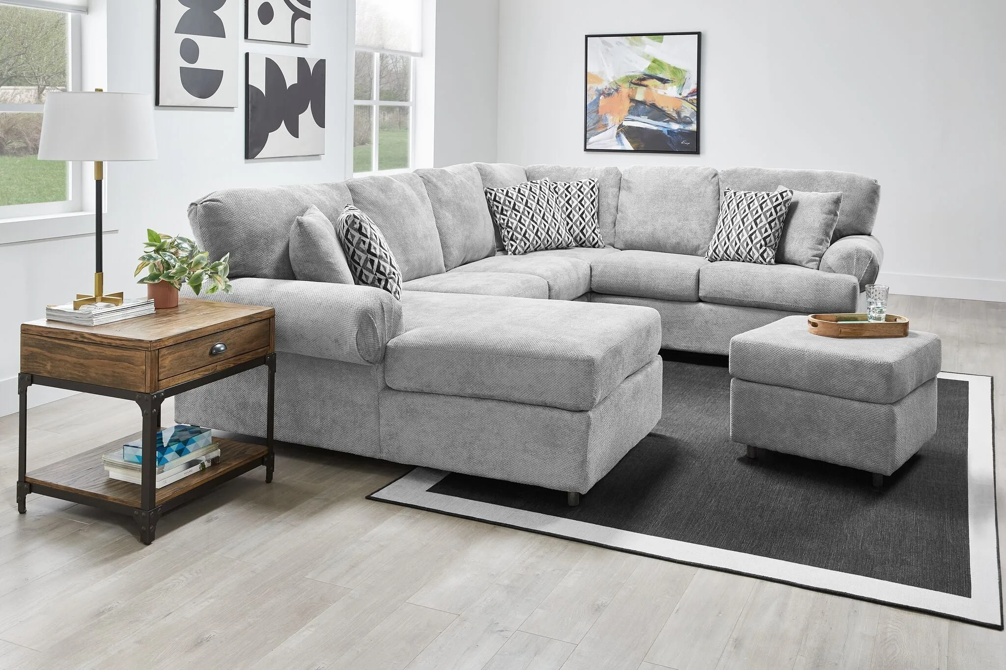 Jupiter 4-Piece Sectional with Left-Facing Chaise - Ash Grey