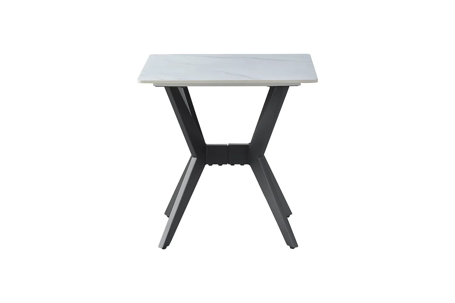 Kalani 21.75" End Table - White Sintered Stone & Black Metal