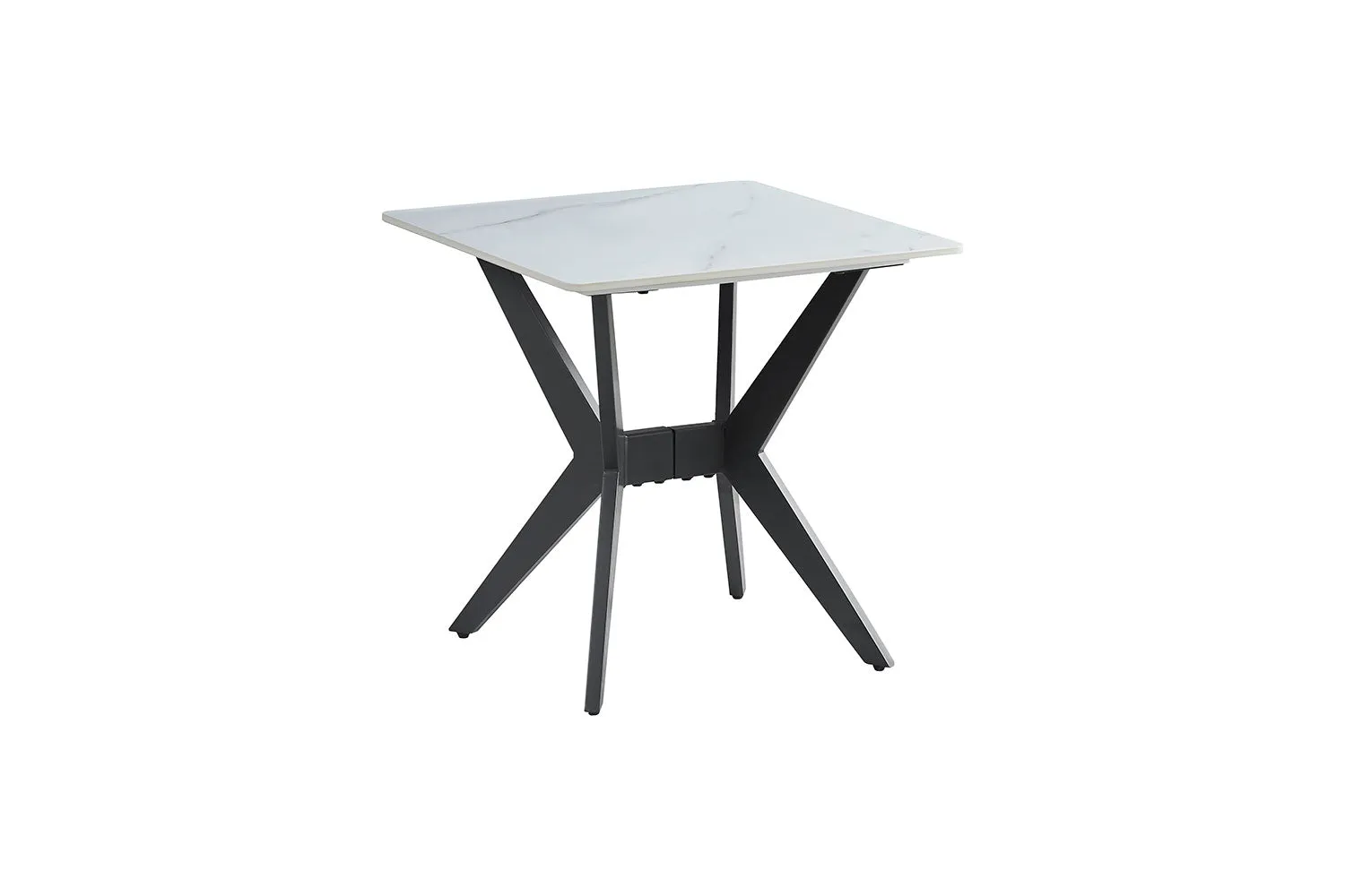 Kalani 21.75" End Table - White Sintered Stone & Black Metal